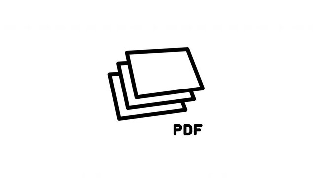 Pdf file icon with stacked pages illustration suitable for digital designs, software, websites, ebooks, online materials, presentations, and infographics.