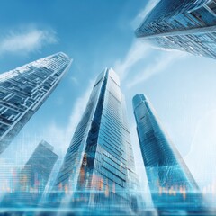 Fototapeta premium Modern Financial Technology Transformation Premium Professional Digital Asset Management with Futuristic Holographic Data for Corporate Marketing Content