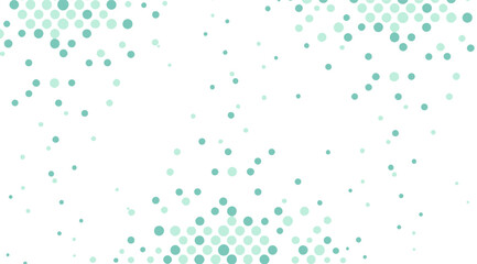 Soft teal circles cascade across a bright white background, arranged in clusters and scattered formations to create a delicate, airy, and visually calming pattern design