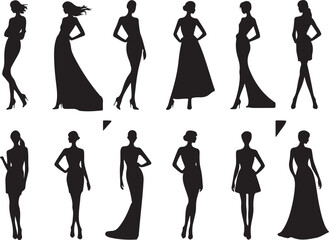 Elegant fashion model silhouettes for brand design