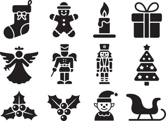 Obraz premium Festive Christmas icons bring holiday cheer