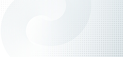 A graceful light gray spiral of thin curved lines elegantly flows amidst a field of subtle gray dots, creating a visually captivating and modern abstract design ideal for backgrounds