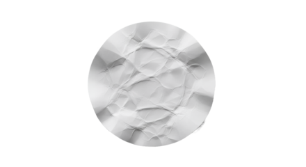 Textured white paper in a round shape against a white background.