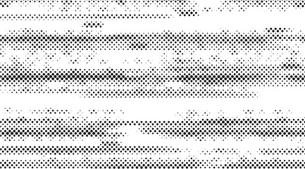 This high-contrast black and white image features a halftone pattern with horizontally oriented bands and subtle textures creating a distressed, vintage, and abstract effect