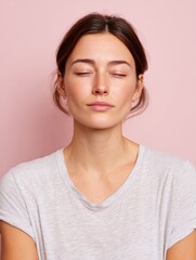 Fototapeta premium Authentic Young Woman with Natural Skin Imperfections Premium Self-Care and Skincare Advertising Content for Modern Lifestyle and Wellness Campaigns