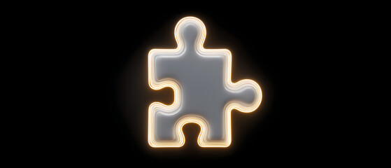 Glowing Puzzle Piece Against a Dark Background Highlighting Creativity and Problem-Solving