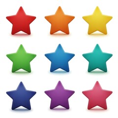 Obraz premium Nine colorful star isolated on white background