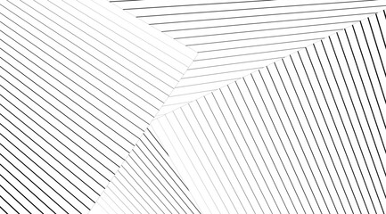 The image showcases a striking monochrome pattern featuring rhythmic, diagonal black lines against a clean white backdrop, creating a modern and minimalist visual impact with converging shapes