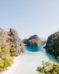Premium Aerial View of Barracuda Lake Coron Island Turquoise Lagoon Authentic Summer Travel Adventure for Millennial Marketing and Social Media Campaigns