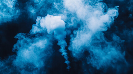 Eerie blue smoke explosion radiating from a central void, creating a mysterious, dynamic, and atmospheric abstract background.