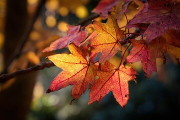 Fototapeta premium Premium Autumn Leaves Close-Up with Vibrant Seasonal Colors Modern Nature for Inspiring Lifestyle and Marketing Content Campaigns