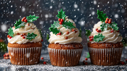 christmas cupcakes on the table