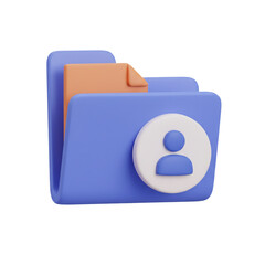 3D Illustration of a Blue Folder with User Icon for Digital Files