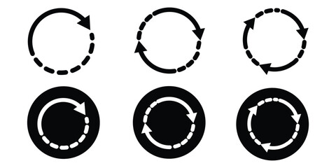 Circle arrows. Circular process, rotate infographic element. Round step loop, sync loading arrow symbol. Rotation option editable stroke vector recycle refresh signs
