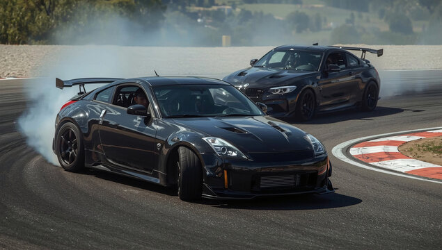 car control drifting on Race track - Powered by Adobe