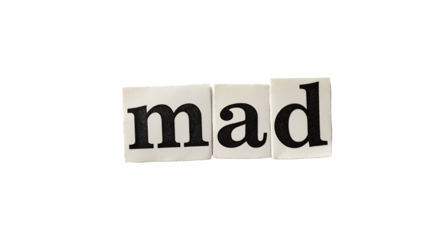 Word Mad Composed from Cut-Out Letters on White Background