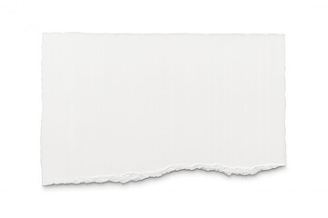 Fototapeta premium Ripped white paper piece with torn ragged edges, blank scrap paper texture for message on transparent background