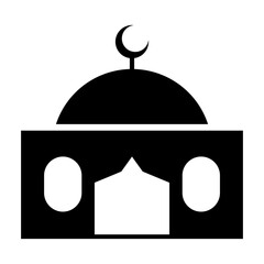 Minimal mosque icon with crescent dome, reflecting Islamic faith, Arab architecture, and cultural identity in modern religious design.