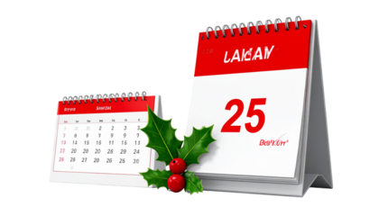 Two Festive Holiday Calendars in Different Styles – isolated on transparent background
