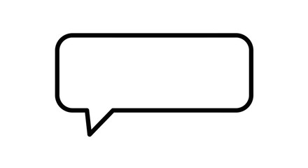 Blank rectangular speech bubble with rounded corners and a pointer on white providing space for text or message content isolated on white background