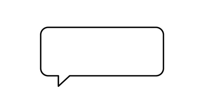 Blank rectangular speech bubble icon with tail isolated on white for chat communication and message design elements isolated on white background