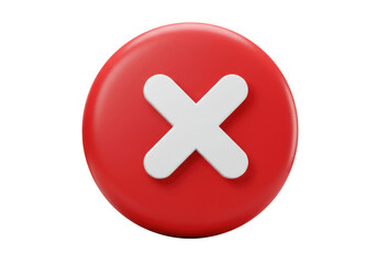 Obraz premium Close button icon red circle x symbol for ui design and user interface elements isolated on transparent background