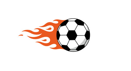 Dynamic soccer ball ignited by fiery flames in motion capturing explosive energy and sports passion for action shots isolated on white background