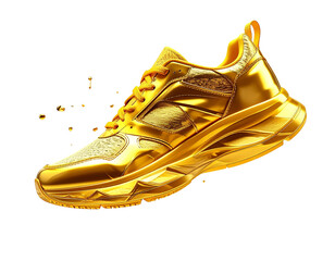 Luxurious Golden Sport Shoe Symbolizing Speed and Prestige – PNG