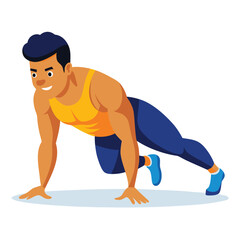 Strong muscular male holding a perfect plank position, demonstrating intense core strength and fitness exercise.
