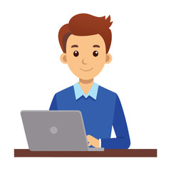 Focused office worker typing on a laptop, showing concentration, dedication, and professional productivity at work.