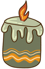 Christmas Candle with Green Wax Clipart