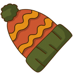 Winter Hat with Orange and Green Pattern Clipart