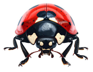 Shiny Red Ladybird Beetle with Distinctive Spots – PNG