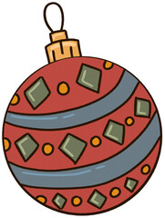 Red Christmas Ornament Ball with Diamond Pattern