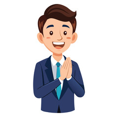 Happy professional male enthusiastically applauding, showing appreciation, congratulation, and satisfaction.