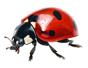 Detailed Macro View of Spotted Ladybug Insect – Cutout