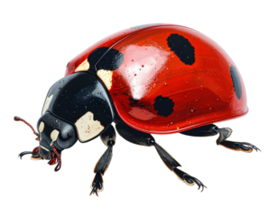 Detailed Macro View of Spotted Ladybug Insect – Cutout