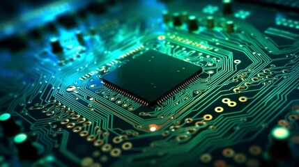 Obraz premium A glowing circuit board with one missing component, symbolizing readiness for activation that could lead either to a functioning system or failure, depending on what's added next.