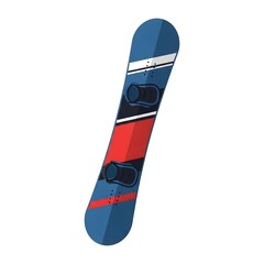 Stylish blue and red snowboard for exhilarating winter sports, designed for snowy mountain adventures and extreme recreation