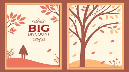 Minimalist Elegant Autumn Sale Posters: Big Discounts, Season-Inspired Design, and Modern Shopper Illustration.