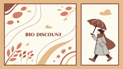 Minimalist Elegant Autumn Sale Posters: Big Discounts, Season-Inspired Design, and Modern Shopper Illustration.