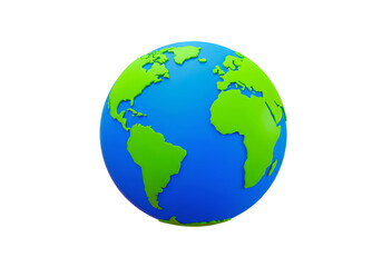 Naklejka premium Cartoon planet Earth 3d icon isolated on transparent background. Earth day or environment conservation concept. Save green planet concept.