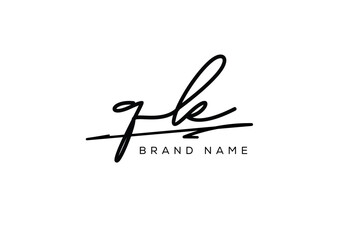 QK letter elegant cursive beauty handwriting logo.