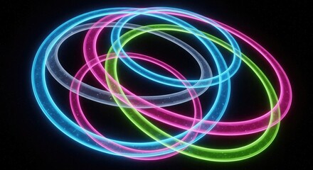 Neon rings abstract background glowing circles light effect colorful design futuristic illustration art