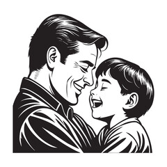 Father and Son Joyful Moment Illustration
