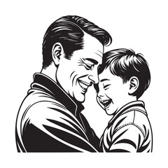 Father and Son Joyful Moment Illustration