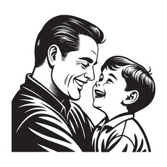 Father and Son Joyful Moment Illustration