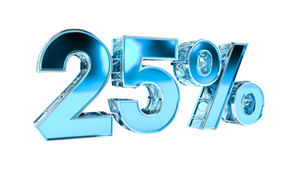 Blue frozen number design for sale promotions. 3d text, 3d rendering, sale discount, Perfect for advertising winter sales or digital marketing banners. Isolated on transparent background, png
