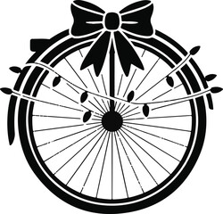 Obraz premium Christmas Bicycle Wheel Silhouette Vector