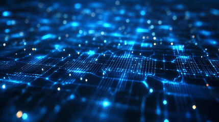 Futuristic cyberspace with a glowing digital grid network, depicting virtual space and advanced cyber technology, ideal for tech, digital, and sci-fi visuals.
